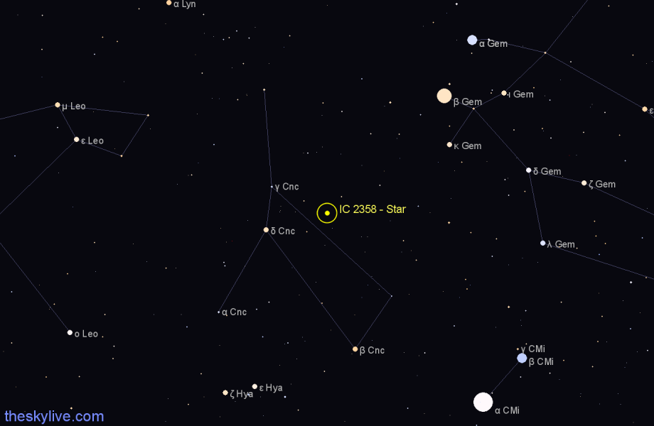 Finder chart IC 2358 - Star in Cancer star