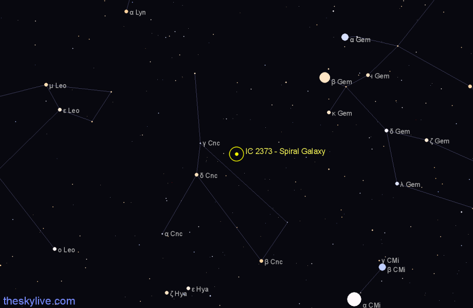 Finder chart IC 2373 - Spiral Galaxy in Cancer star
