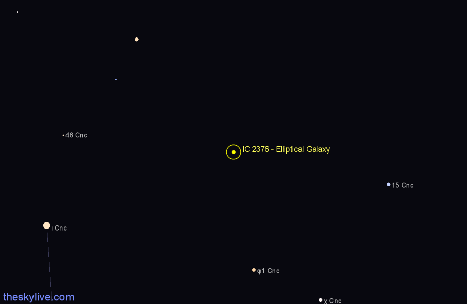 Finder chart IC 2376 - Elliptical Galaxy in Cancer star