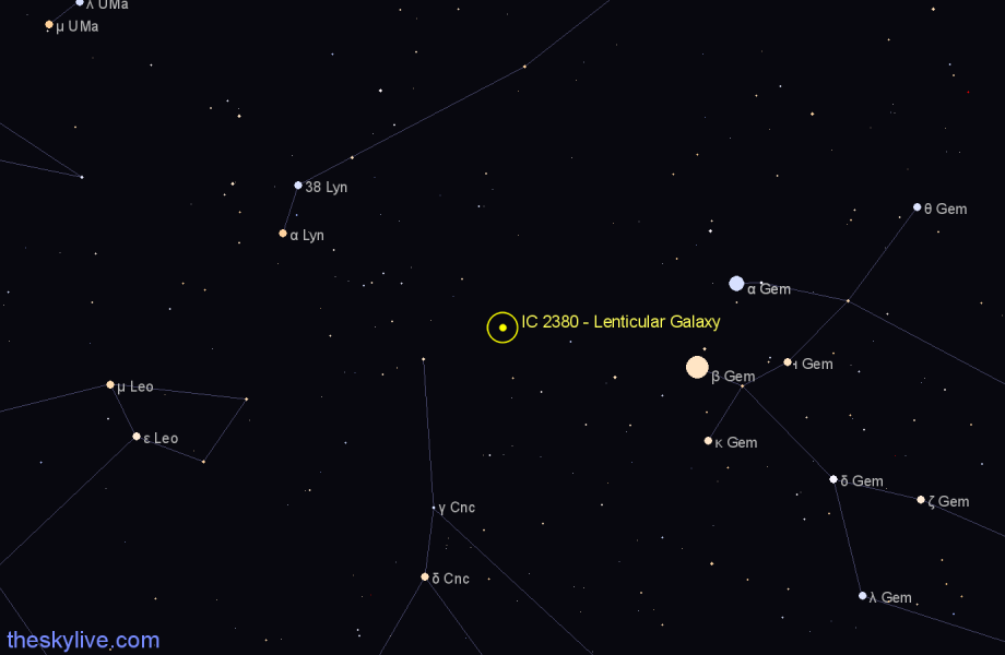 Finder chart IC 2380 - Lenticular Galaxy in Cancer star