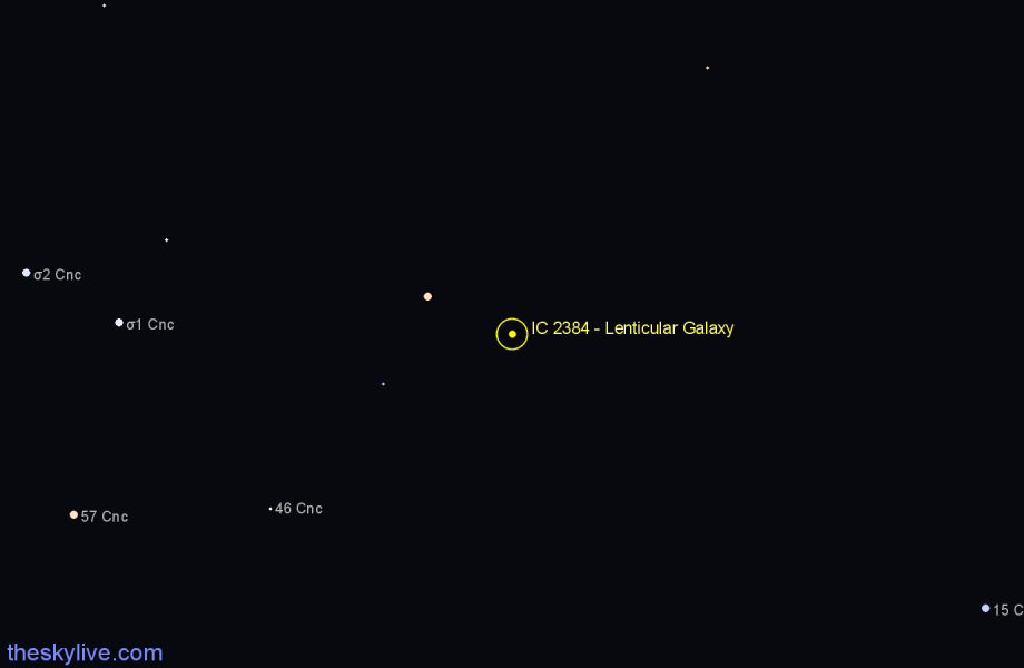 Finder chart IC 2384 - Lenticular Galaxy in Cancer star