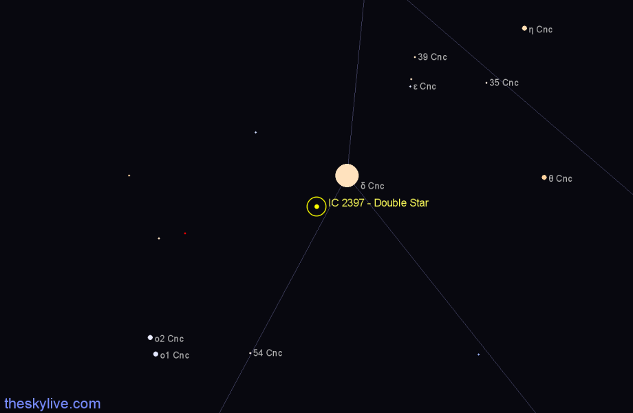 Finder chart IC 2397 - Double Star in Cancer star