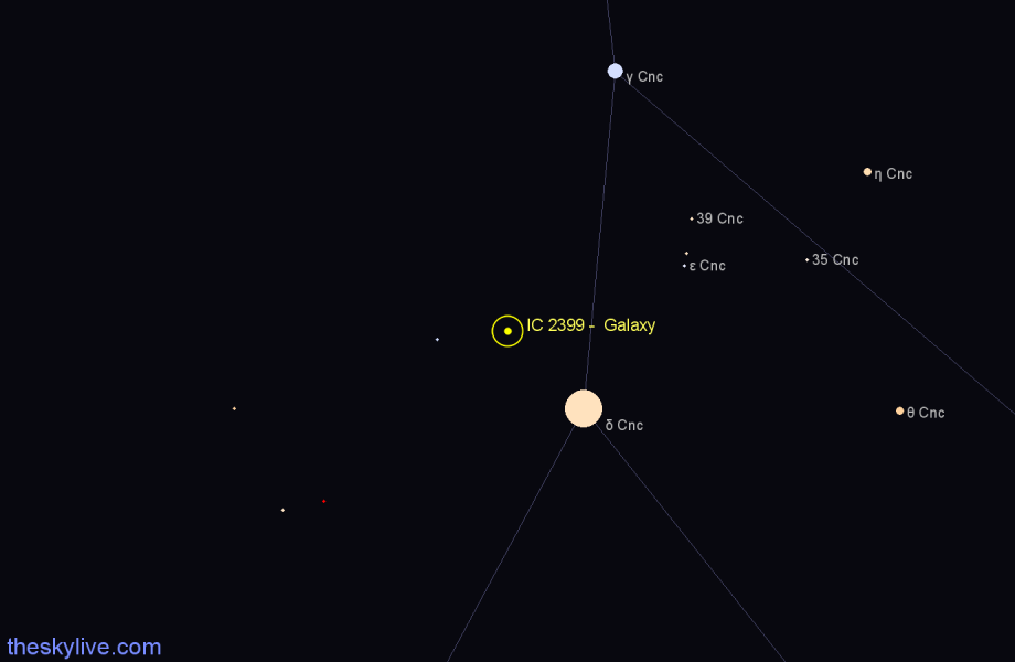 Finder chart IC 2399 - Galaxy in Cancer star
