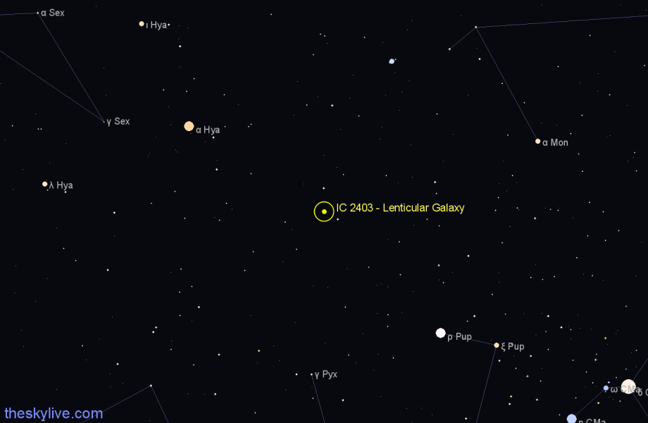 Finder chart IC 2403 - Lenticular Galaxy in Hydra star