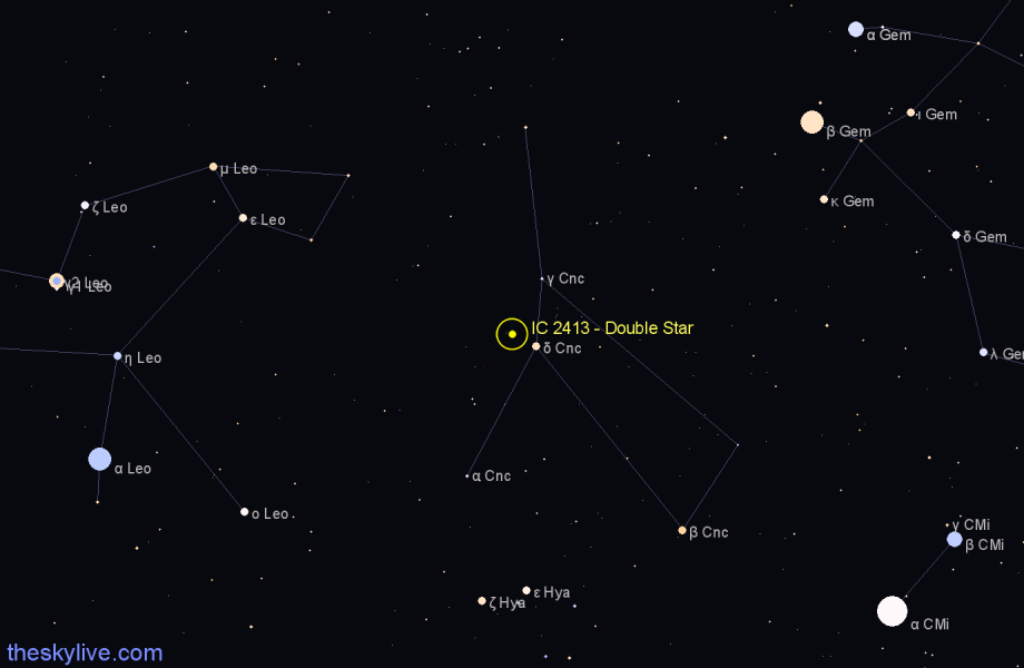 Finder chart IC 2413 - Double Star in Cancer star