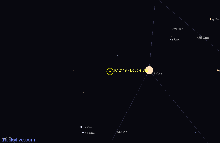 Finder chart IC 2419 - Double Star in Cancer star