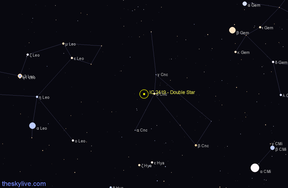Finder chart IC 2419 - Double Star in Cancer star