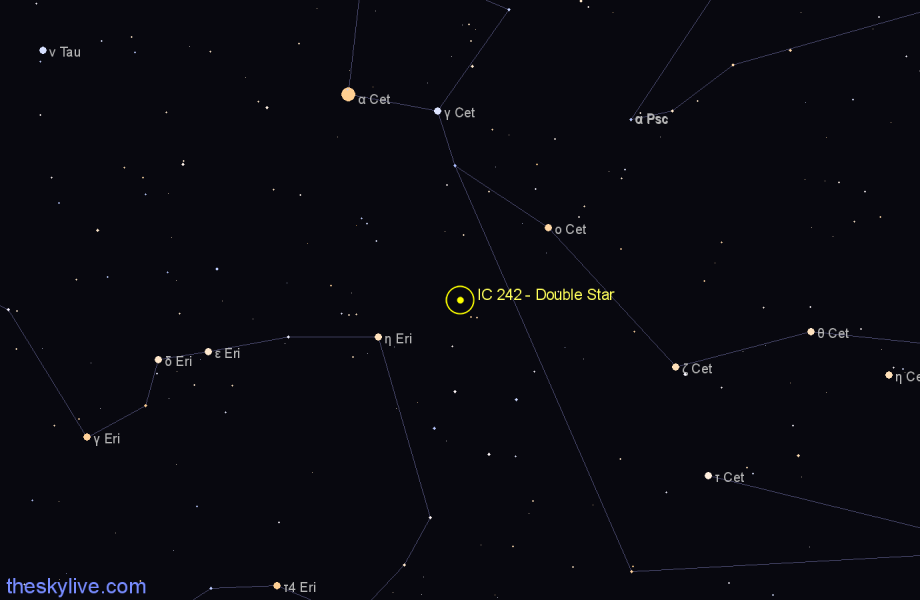 Finder chart IC 242 - Double Star in Cetus star