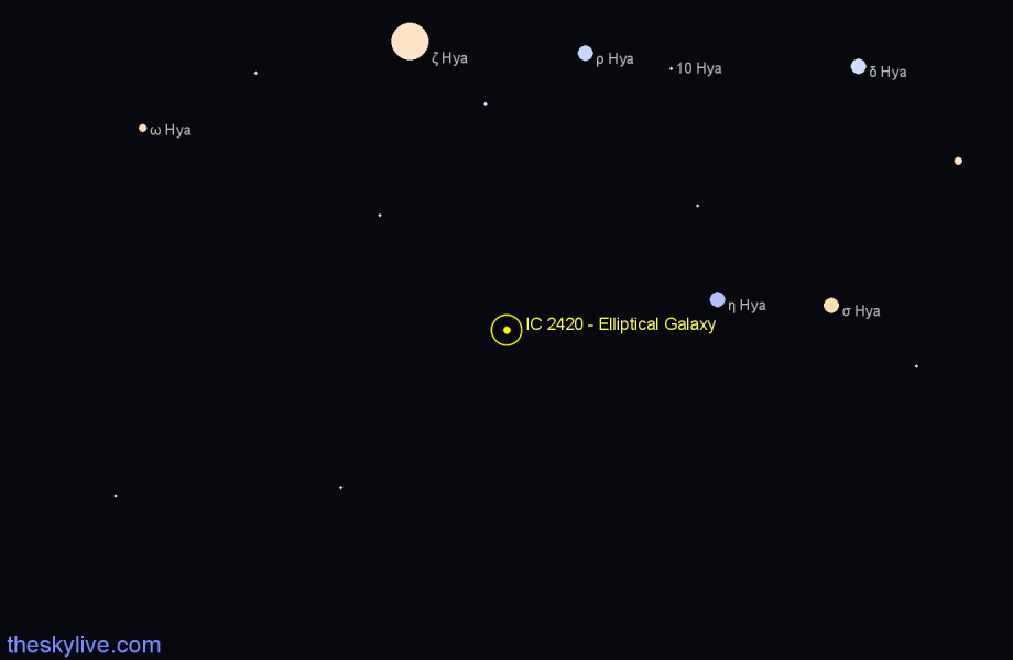Finder chart IC 2420 - Elliptical Galaxy in Hydra star