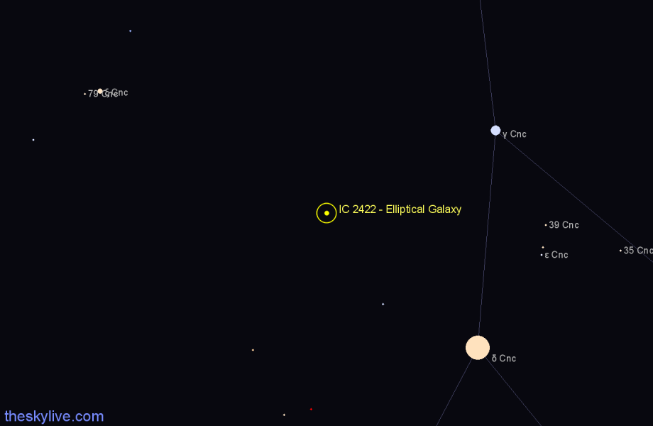 Finder chart IC 2422 - Elliptical Galaxy in Cancer star