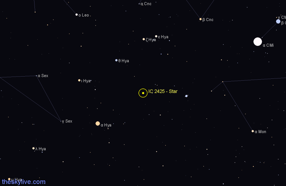 Finder chart IC 2425 - Star in Hydra star