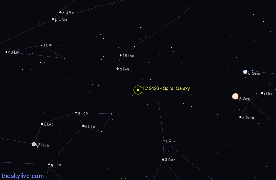 Finder chart IC 2428 - Spiral Galaxy in Cancer star