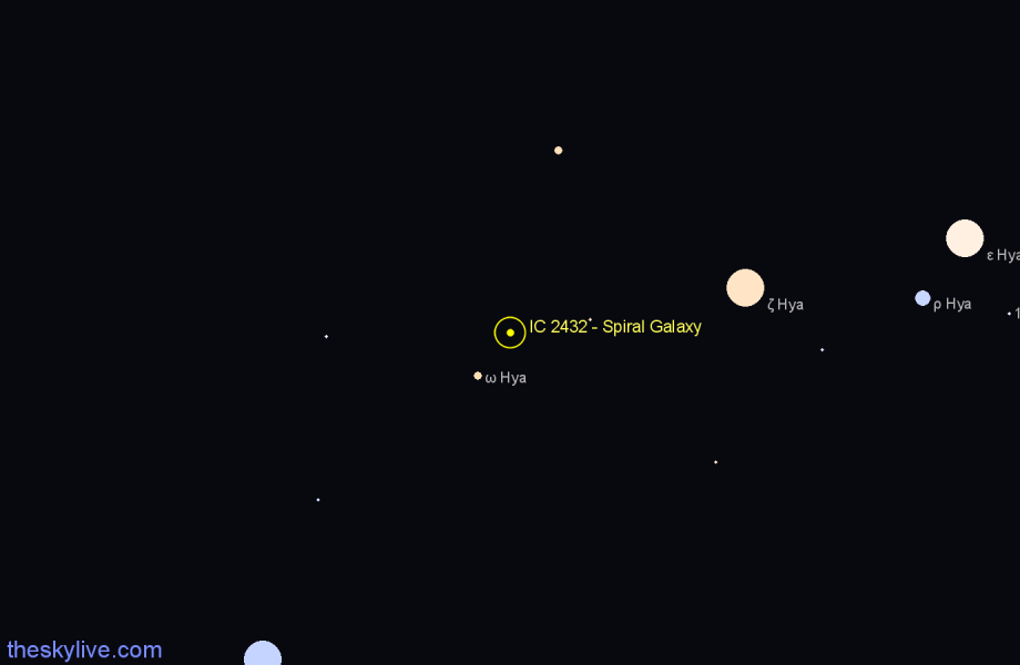 Finder chart IC 2432 - Spiral Galaxy in Hydra star