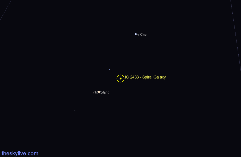 Finder chart IC 2433 - Spiral Galaxy in Cancer star