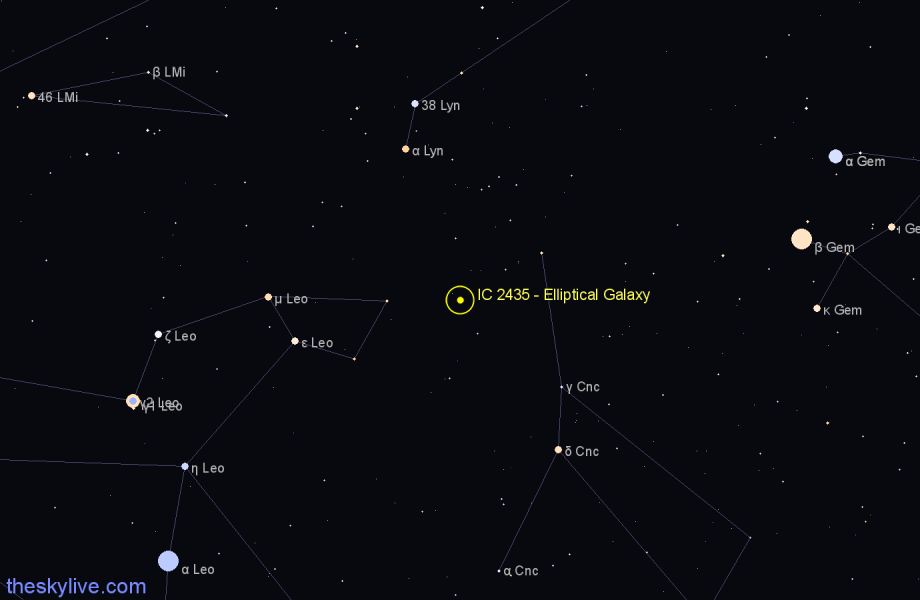 Finder chart IC 2435 - Elliptical Galaxy in Cancer star