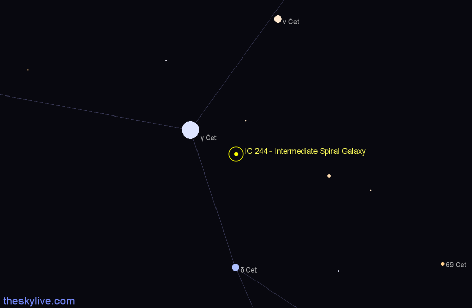 Finder chart IC 244 - Intermediate Spiral Galaxy in Cetus star