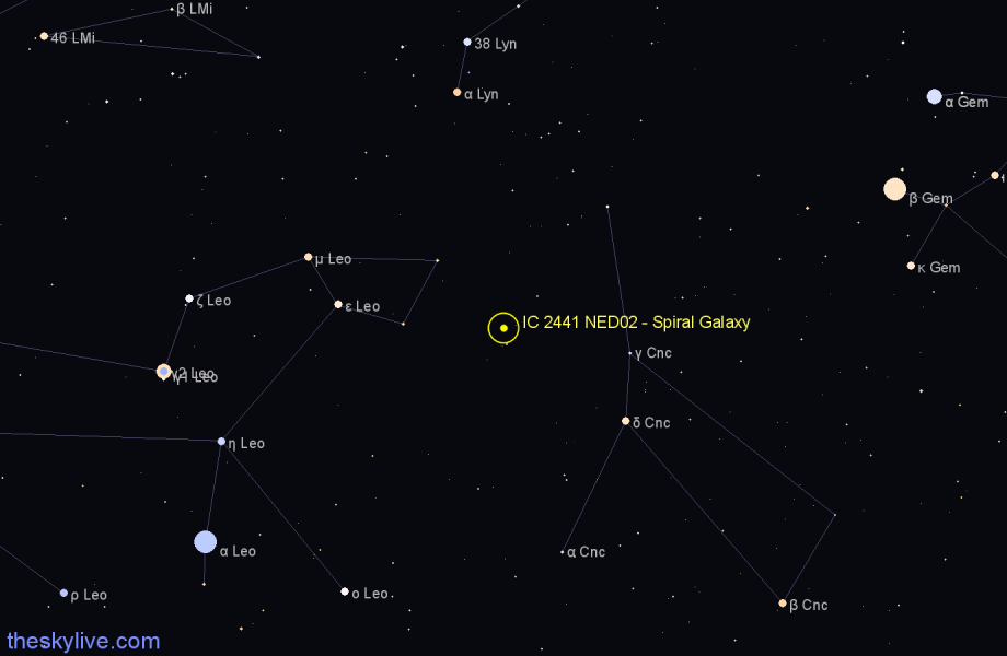 Finder chart IC 2441 NED02 - Spiral Galaxy in Cancer star