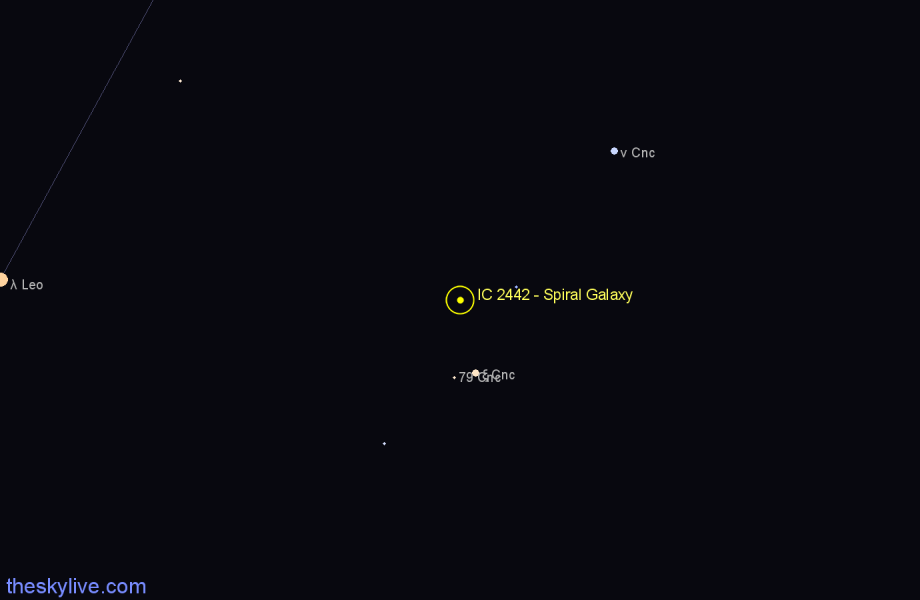 Finder chart IC 2442 - Spiral Galaxy in Cancer star
