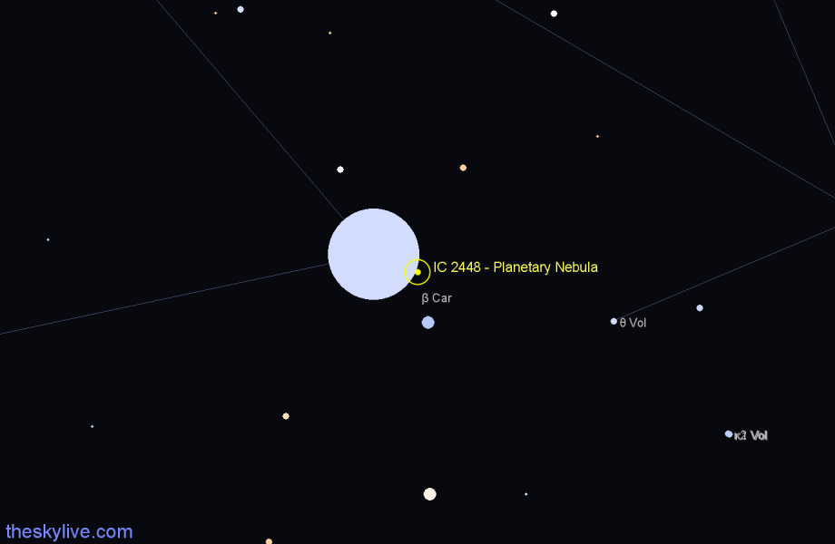 Finder chart IC 2448 - Planetary Nebula in Carina star