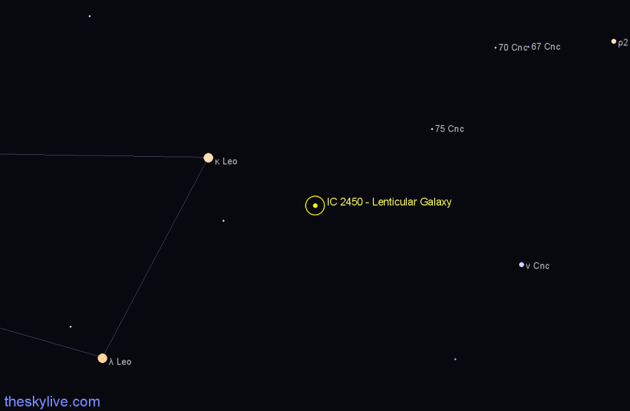 Finder chart IC 2450 - Lenticular Galaxy in Cancer star