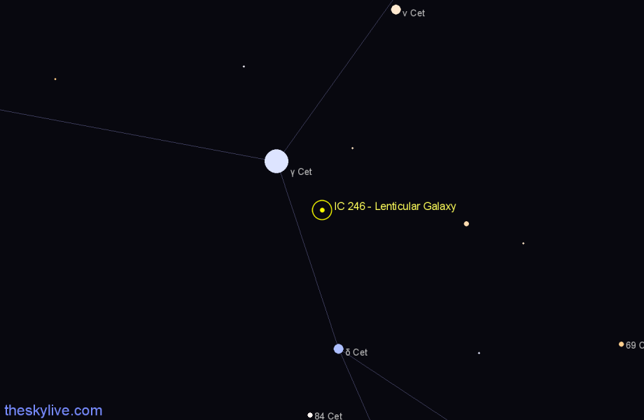 Finder chart IC 246 - Lenticular Galaxy in Cetus star