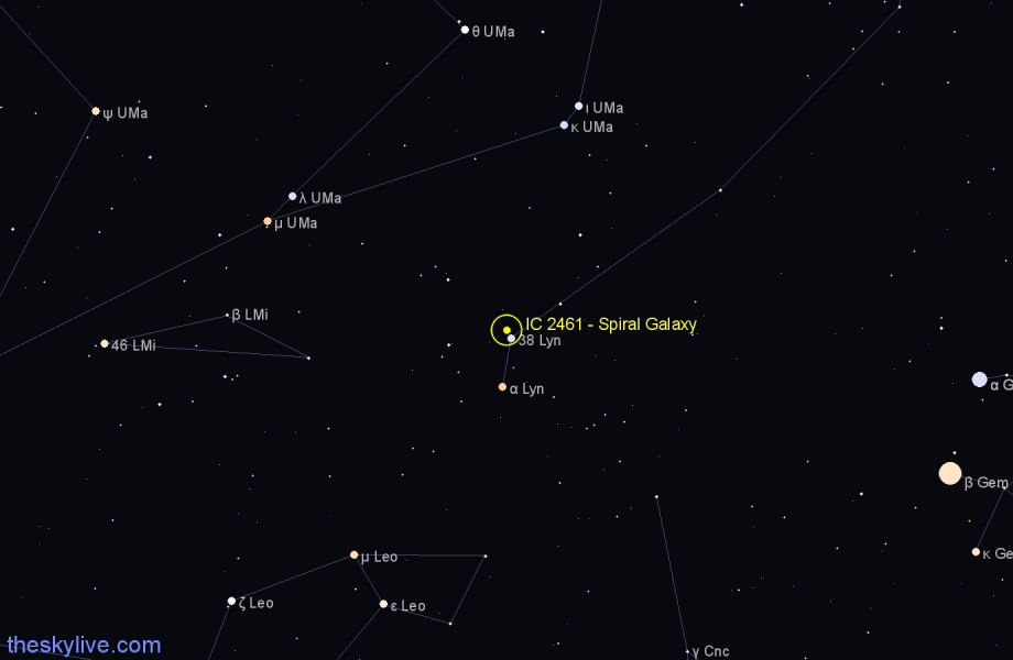 Finder chart IC 2461 - Spiral Galaxy in Lynx star