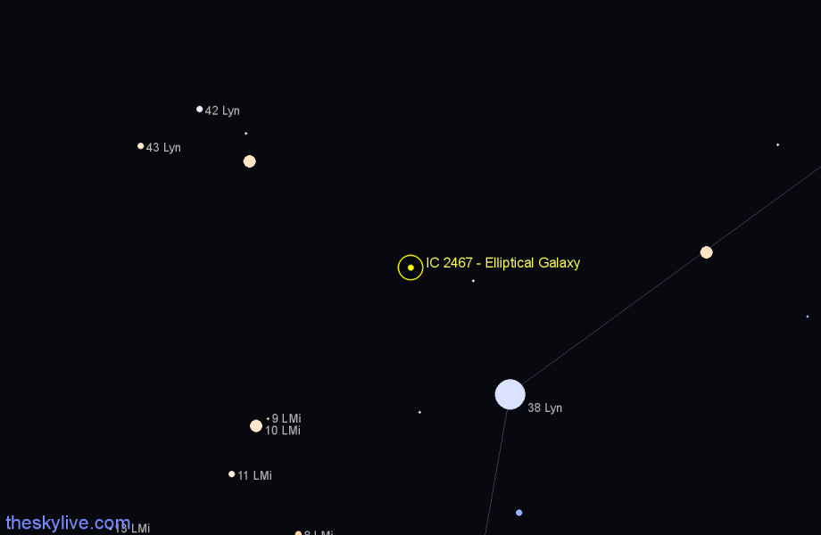 Finder chart IC 2467 - Elliptical Galaxy in Leo Minor star