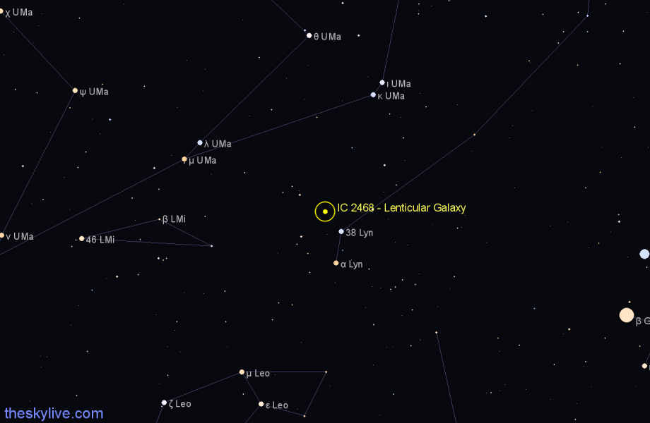 Finder chart IC 2468 - Lenticular Galaxy in Leo Minor star