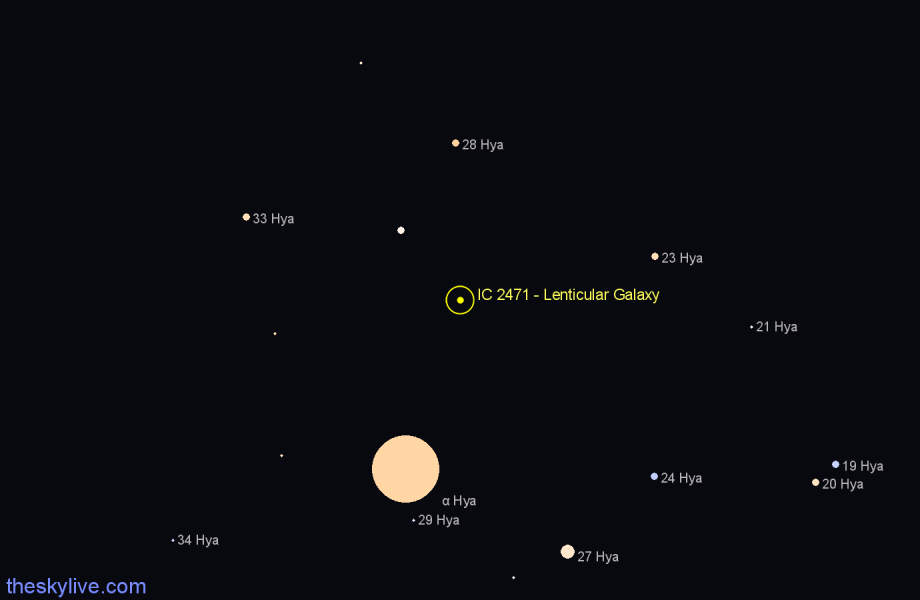 Finder chart IC 2471 - Lenticular Galaxy in Hydra star