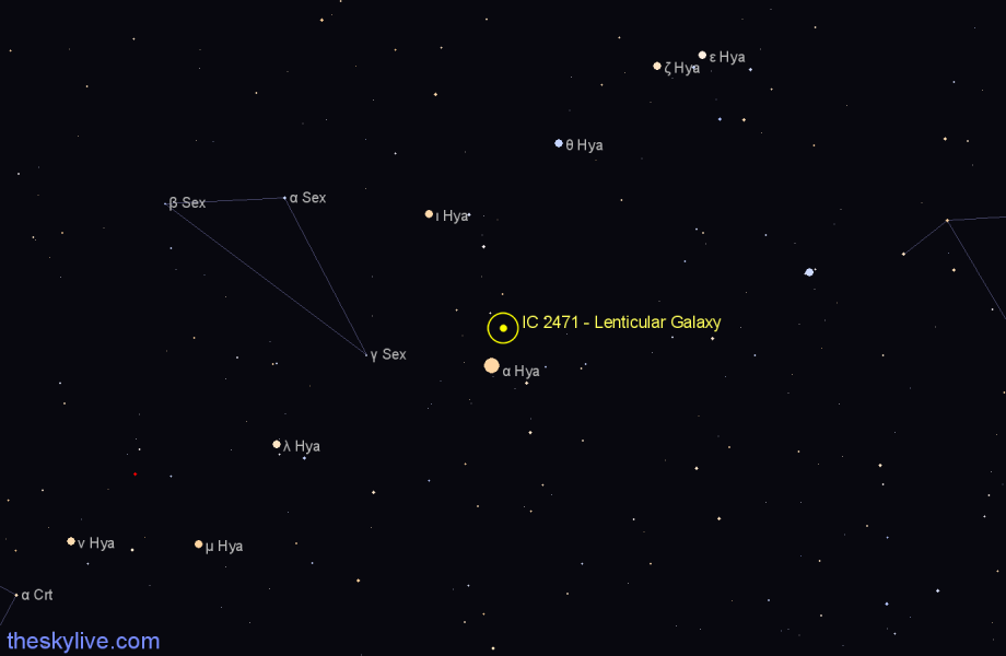 Finder chart IC 2471 - Lenticular Galaxy in Hydra star
