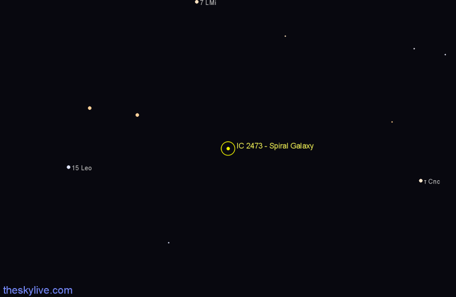 Finder chart IC 2473 - Spiral Galaxy in Leo star