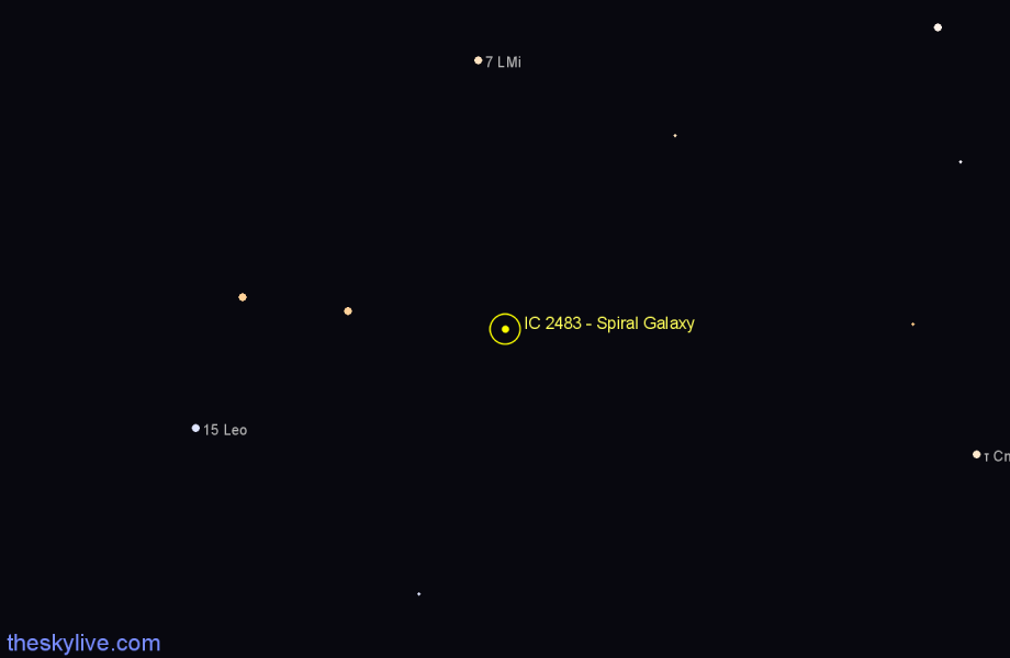 Finder chart IC 2483 - Spiral Galaxy in Leo star
