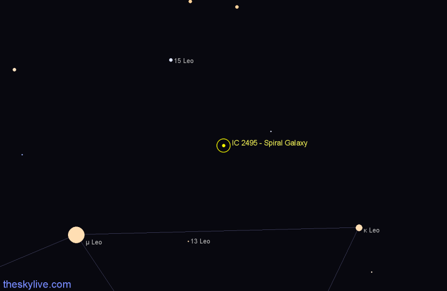 Finder chart IC 2495 - Spiral Galaxy in Leo star