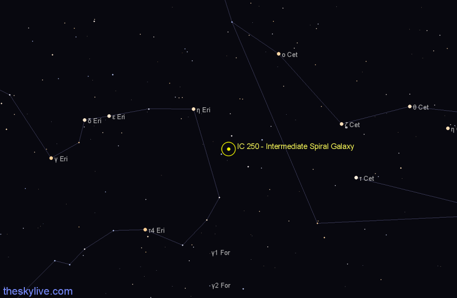 Finder chart IC 250 - Intermediate Spiral Galaxy in Cetus star