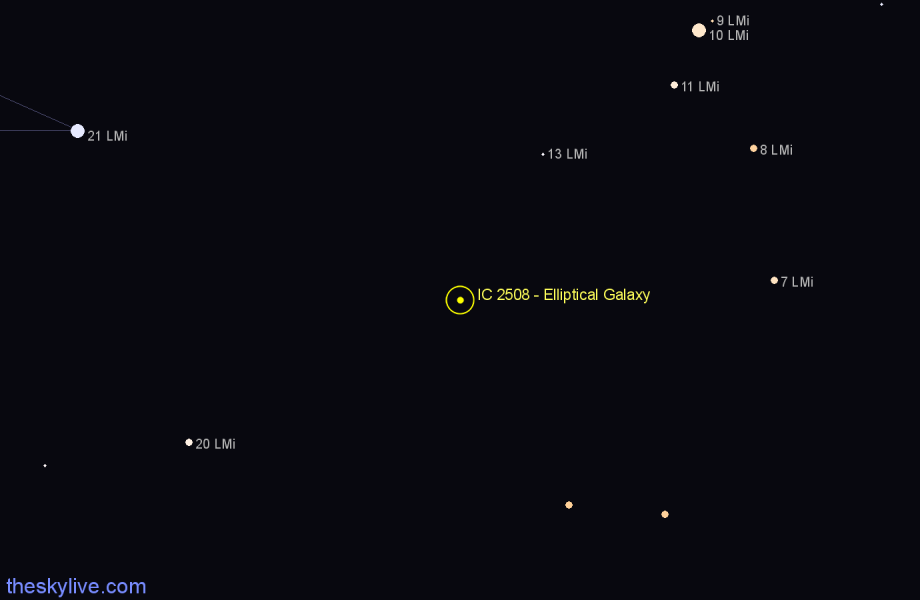 Finder chart IC 2508 - Elliptical Galaxy in Leo Minor star