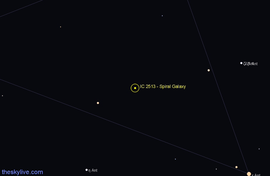 Finder chart IC 2513 - Spiral Galaxy in Antlia star
