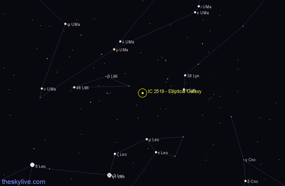Finder chart IC 2519 - Elliptical Galaxy in Leo Minor star
