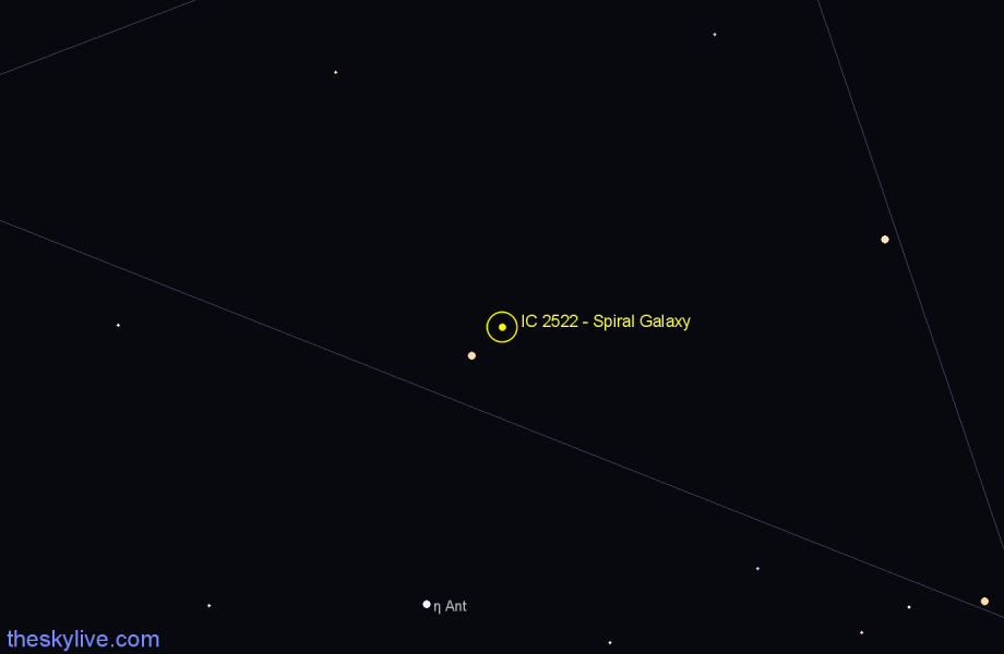 Finder chart IC 2522 - Spiral Galaxy in Antlia star