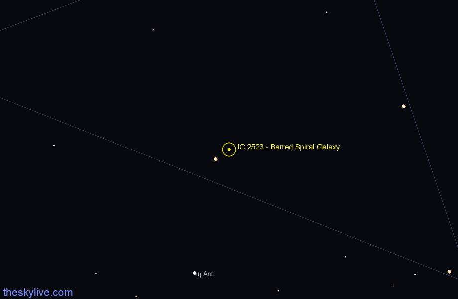 Finder chart IC 2523 - Barred Spiral Galaxy in Antlia star