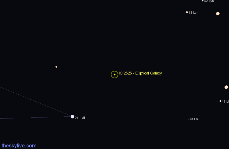Finder chart IC 2525 - Elliptical Galaxy in Leo Minor star