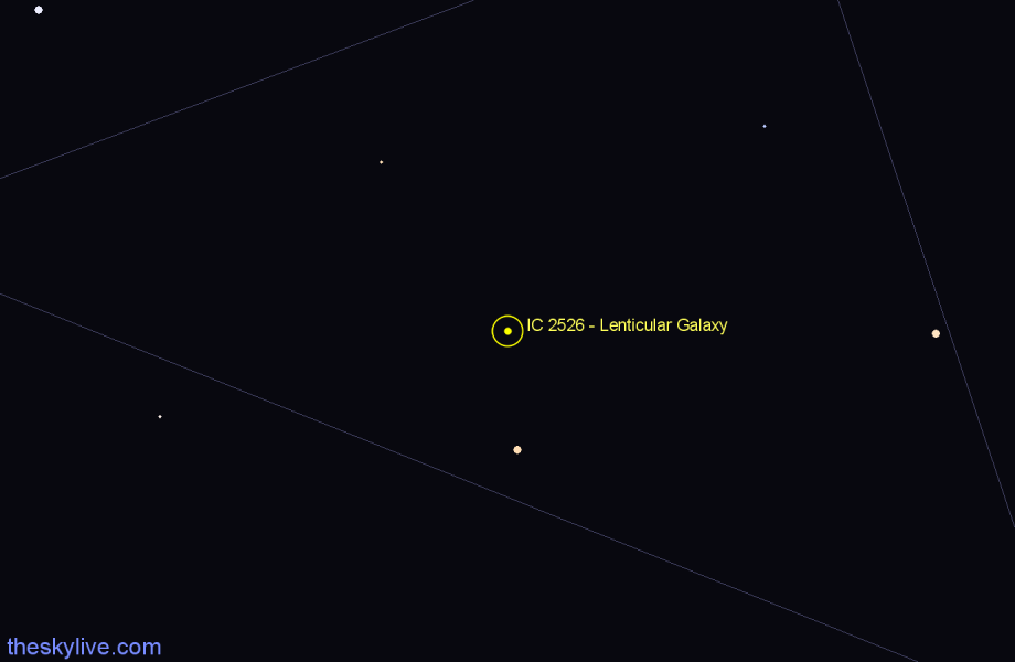 Finder chart IC 2526 - Lenticular Galaxy in Antlia star
