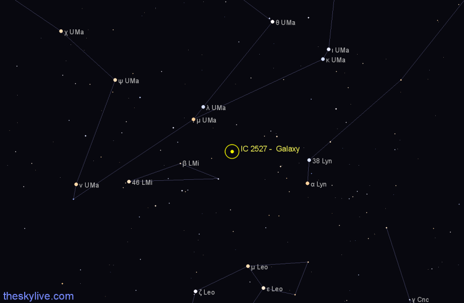 Finder chart IC 2527 -  Galaxy in Leo Minor star