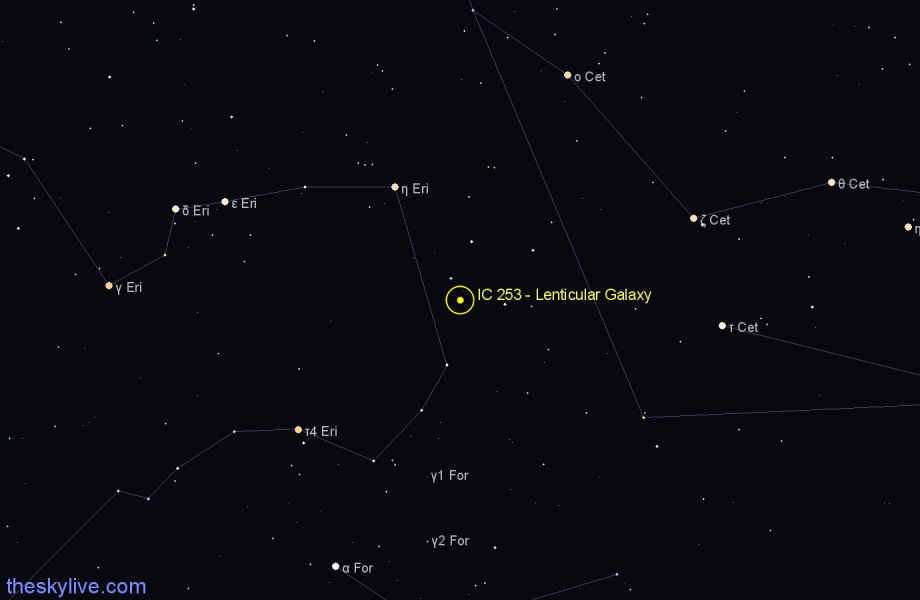 Finder chart IC 253 - Lenticular Galaxy in Cetus star