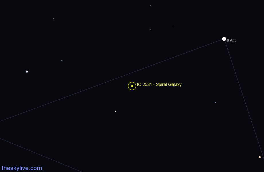 Finder chart IC 2531 - Spiral Galaxy in Antlia star