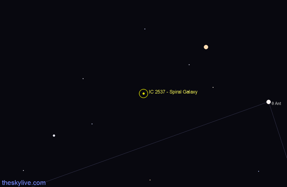 Finder chart IC 2537 - Spiral Galaxy in Antlia star