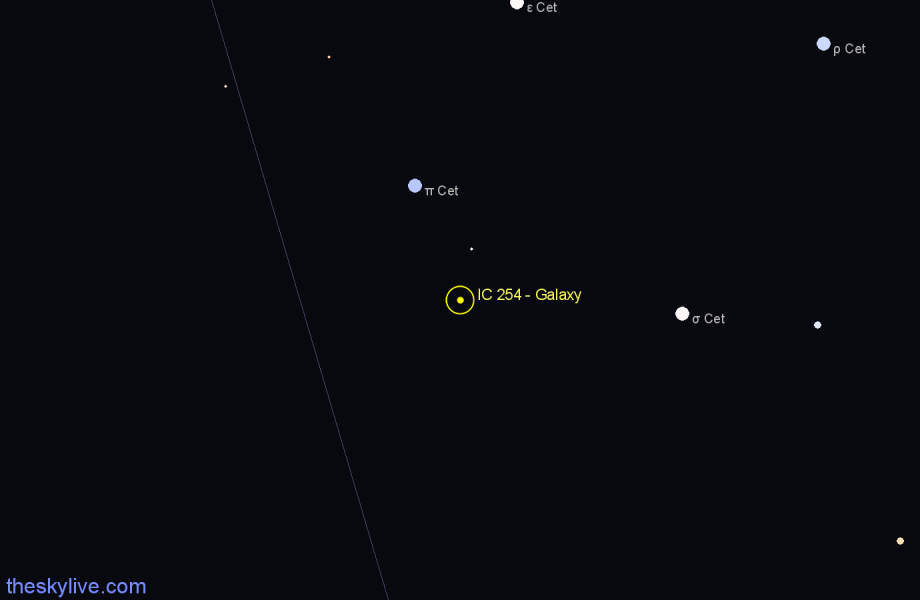 Finder chart IC 254 - Galaxy in Cetus star