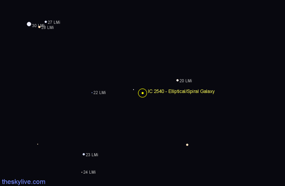 Finder chart IC 2540 - Elliptical/Spiral Galaxy in Leo Minor star