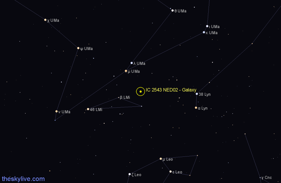Finder chart IC 2543 NED02 - Galaxy in Leo Minor star