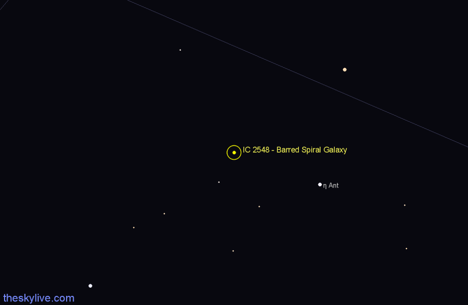 Finder chart IC 2548 - Barred Spiral Galaxy in Antlia star