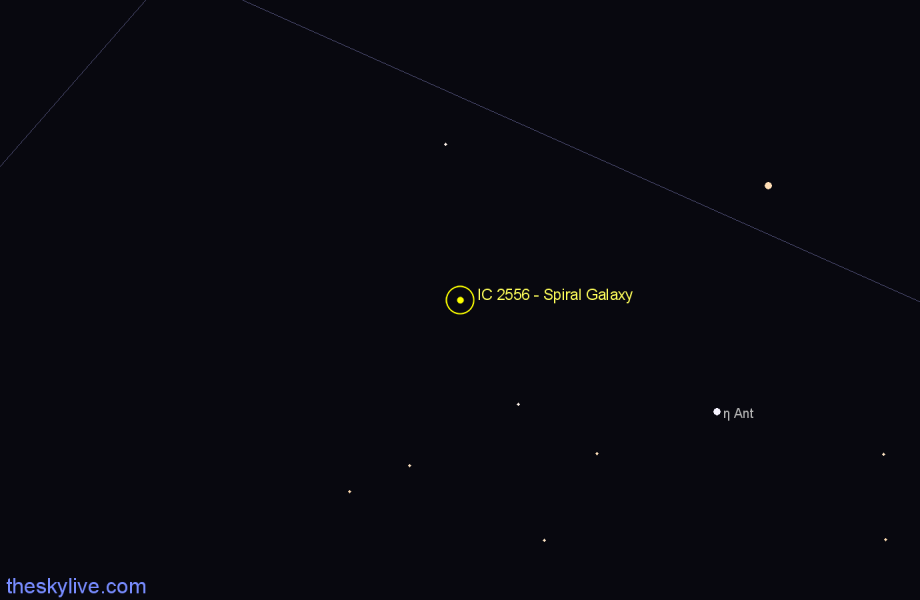 Finder chart IC 2556 - Spiral Galaxy in Antlia star